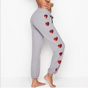 Victoria’s Secret Heart Sequin Gray Joggers